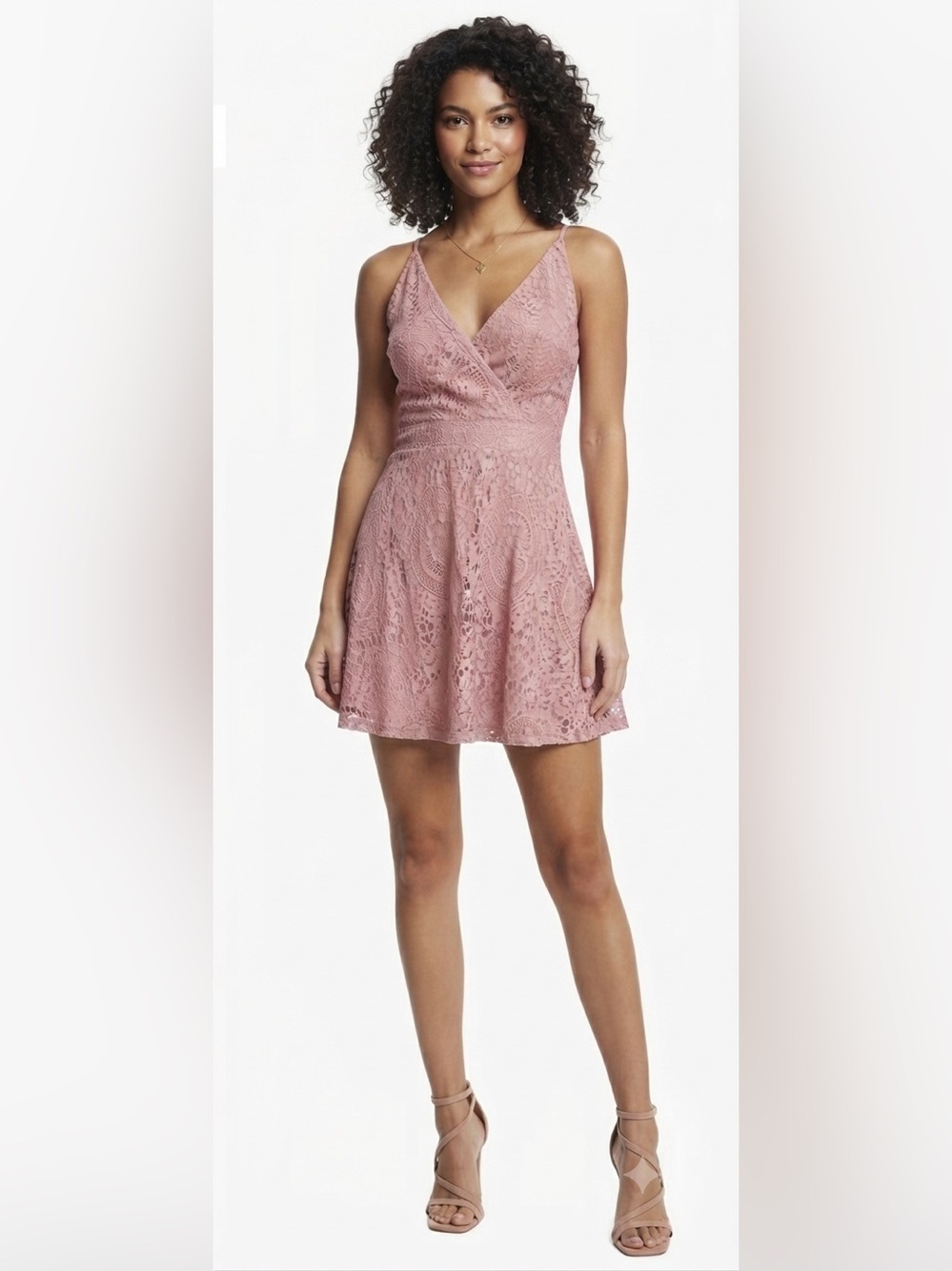ASOS Design Dusty Rose Lace Mini Dress